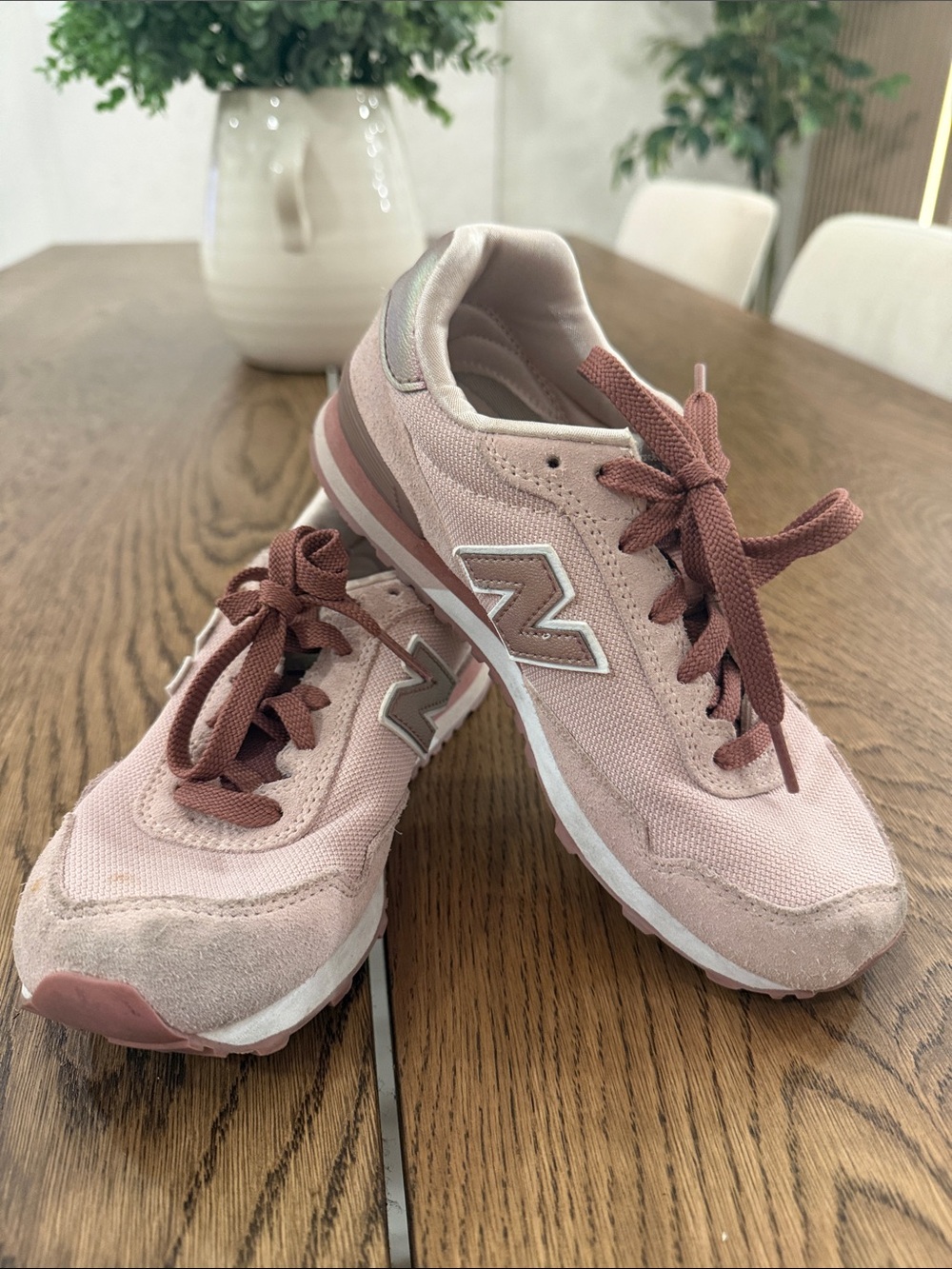 New Balance Women's Pink Mesh & Suede Sneakers